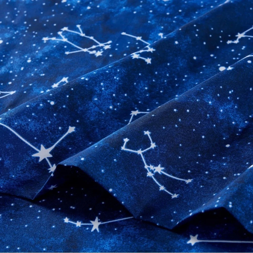 Kids' Soft Microfiber Sheet Set, Navy Blue Stars  4 Pieces  Bedding Set
